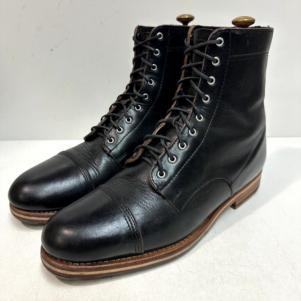 NEW HEELS Rancourt & Co. x Helm Wells Cap Toe Service Boot Black Horween USA 9 D